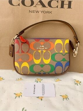 Coach Nolita 15 Purse In Rainbow Signature Canvas NWT C9941
